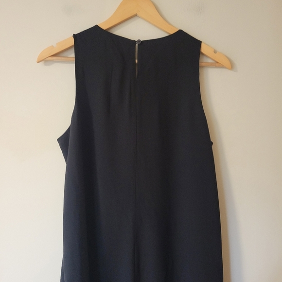 Eileen Fisher Silk Georgette Crepe Round Neck Sleevelesd Shift Dress Black Small - Picture 6 of 11